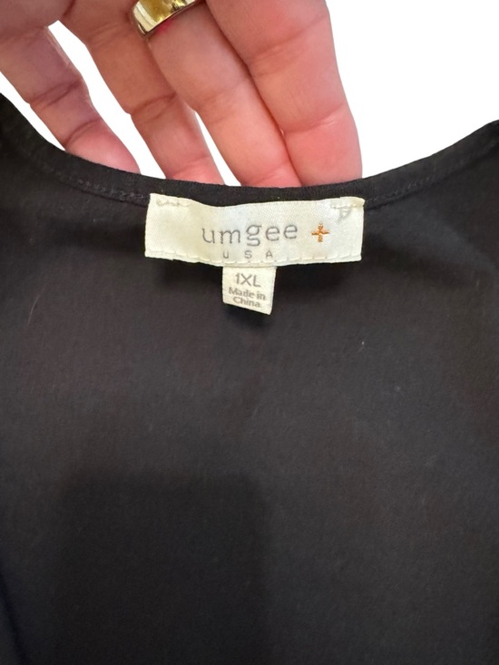 Umgee Black Sleeveless Flared Lace Trim Tank Top Size 1X - Picture 6 of 10